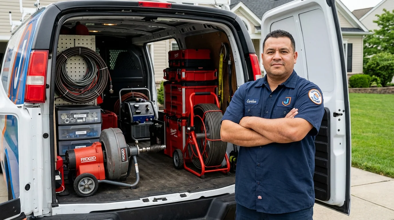 Professional drain cleaning equipment and Johns Plumbing LLC plumber in Bessemer City
