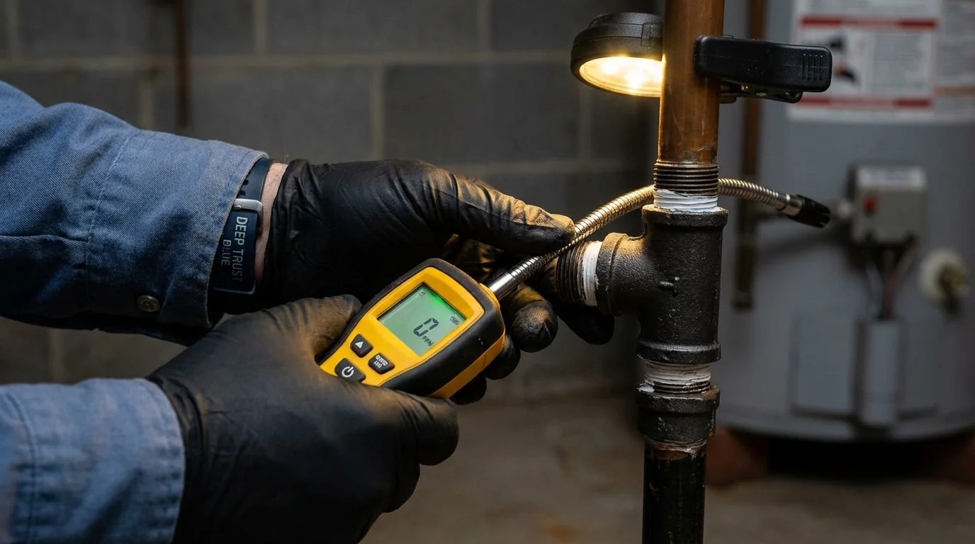 Gas leak detection with electronic sniffer by Johns Plumbing LLC in Bessemer City